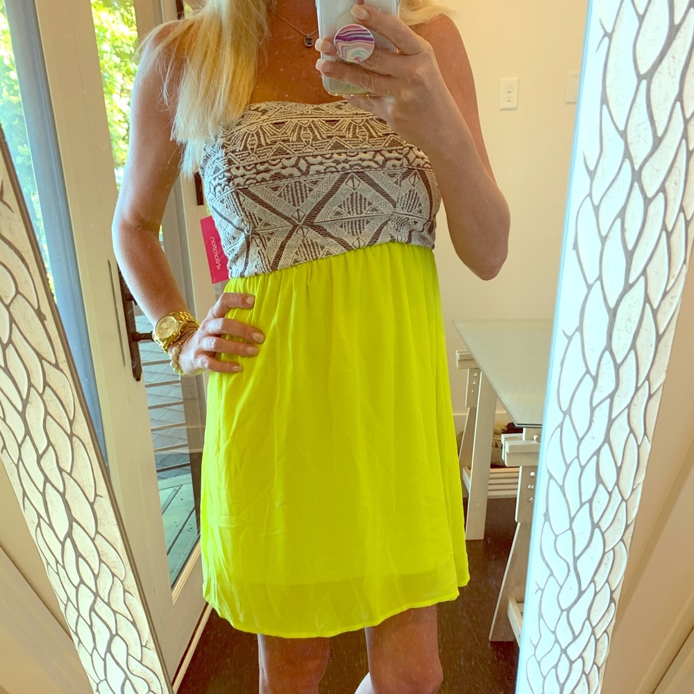 Strapless Neon Dress